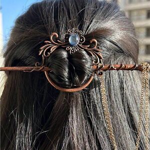Vintage Inspired Hair Accessory with decorative chain and Faux Stone, Fa…